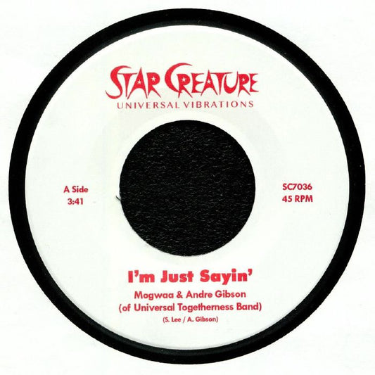 Mogwaa & Andre Gibson – I'm Just Sayin b/w Angelica (7", Raspberry Marbled, Star Creature, 2019) Front Cover