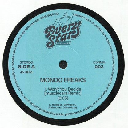 Mondo Freaks – Won't You Decide (Musclecars Remix) (12", Every Star Records, 2026) Front Cover