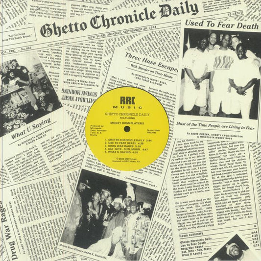 Money Boss Players – Ghetto Chronicle Daily (LP, in die-cut sleeve, RRC, 2026) Front Cover