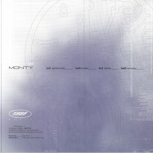 Monty – Grind Mode EP (12", Light Blue, 1985 Music, 2025) back cover