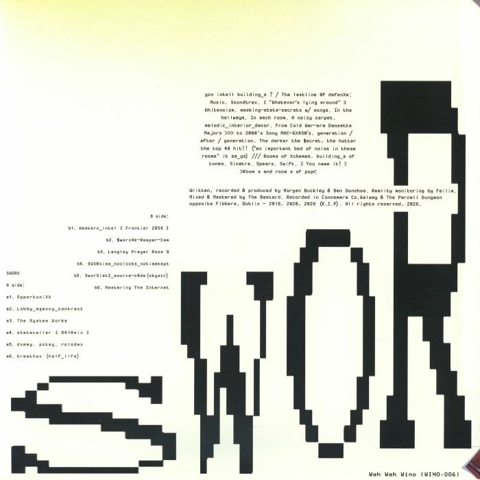 Morgan Buckley & Ben Donohoe – Sworx (LP, Wah Wah Wino, 2026) Back Cover