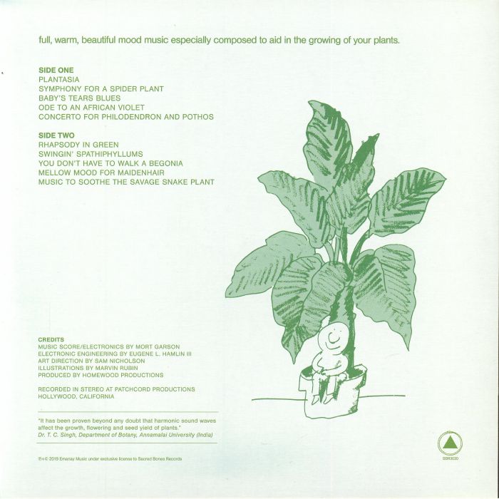 Mort Garson – Mother Earth's Plantasia (50th Anniversary Edition) (LP, recycled green booklet, Sacred Bones, 2026) Back Cover