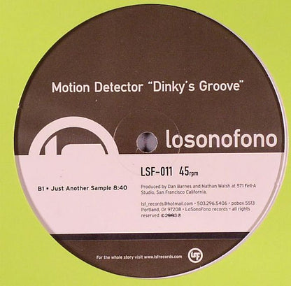 Motion Detector – Dinky's Groove (12", Losonofono Records, 2003) Back Cover