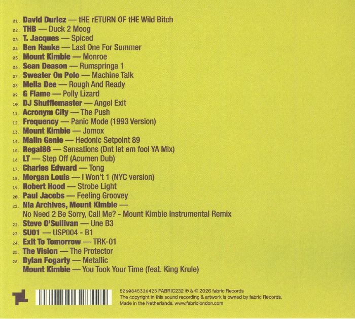 Mount Kimbie – Fabric Presents Mount Kimbie (CD, mixed, Fabric, 2026) Back Cover