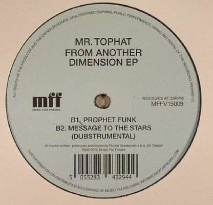 Mr. Tophat – From Another Dimension EP (12", Music For Freaks, 2016) Back Cover