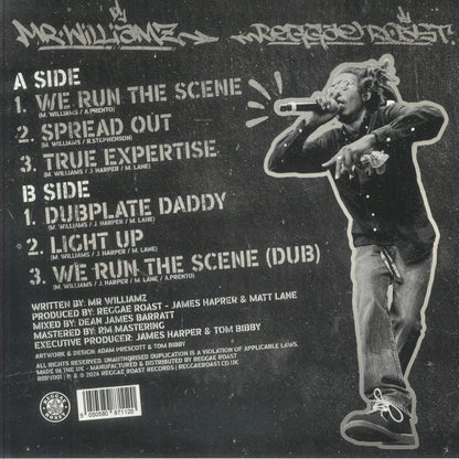 Mr Williamz / Reggae Roast – We Run The Scene EP (12", in die-cut sleeve, Reggae Roast, 2026) Back Cover