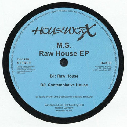 Ms – Raw House EP (12", Houseworx, 2026) Back Cover