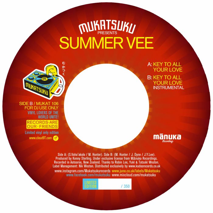 Mukatsuku presents Summer Vee – Key To All Your Love (7", Mukatsuku, 2026) Front Cover
