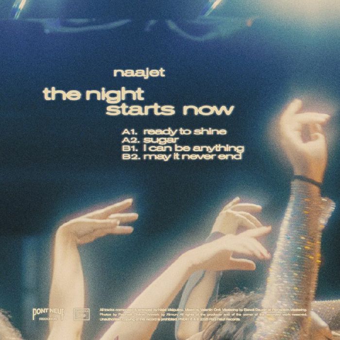 Naajet – The Night Starts Now (12", Pont Neuf Records, 2025) Back Cover