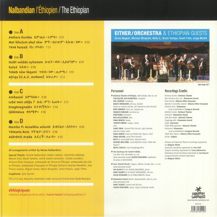 Nalbandian , Either / Orchestra & Ethiopian Guests – L'éthiopien = The Ethiopian (2xLP, Heavenly Sweetness, 2025) Back Cover