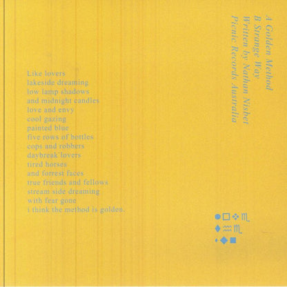 Nathan Nisbet – Golden Method (7", Gold, Picnic Records, 2026) Back Cover