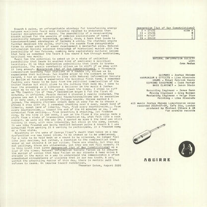 Natural Information Society with Evan Parker – Descension (Out Of Our Constrictions) (2xLP, Aguirre Records, 2025) back cover