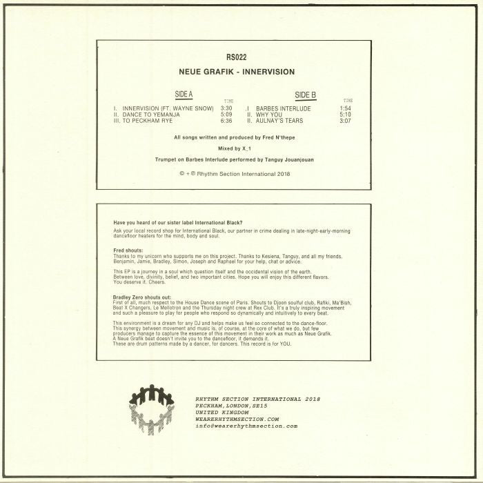 Neue Grafik – Innervision (12", Rhythm Section International, 2018) Back Cover