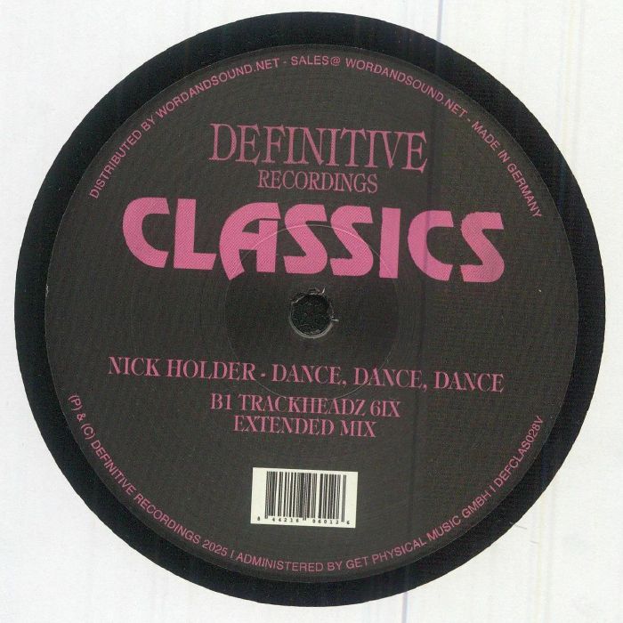 Nick Holder – Dance, Dance, Dance (12", Definitive Recordings, 2026) Back Cover