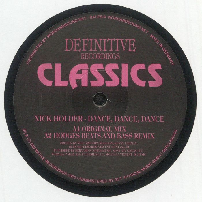 Nick Holder – Dance, Dance, Dance (12", Definitive Recordings, 2026) Front Cover