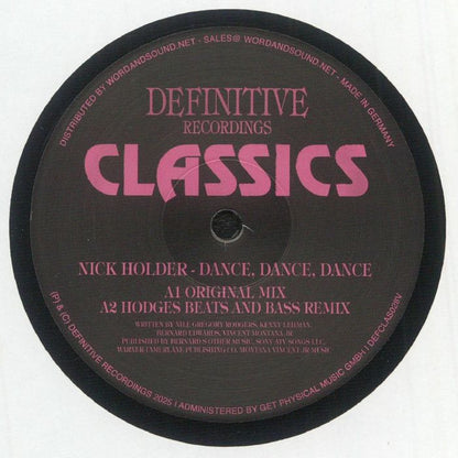 Nick Holder – Dance, Dance, Dance (12", Definitive Recordings, 2026) Front Cover