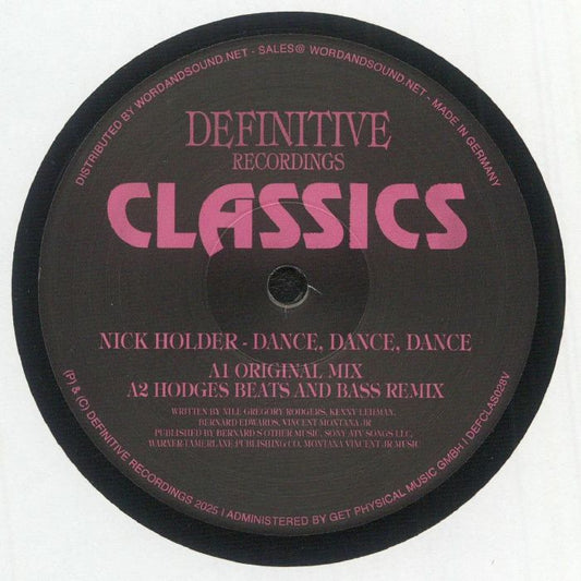Nick Holder – Dance, Dance, Dance (12", Definitive Recordings, 2026) Front Cover