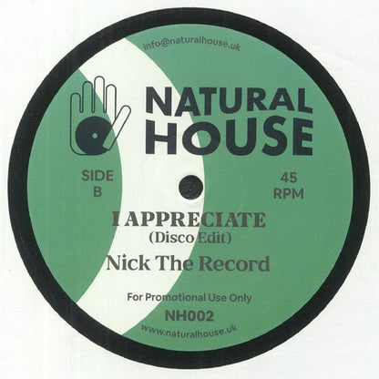 Nick The Record And Jaime Read – I Appreciate (12", Natural House, 2025) back cover