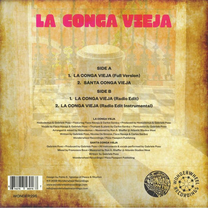 Nickodemus / Gabriele Poso – La Conga Vieja (12", Wonderwheel, 2026) Back Cover