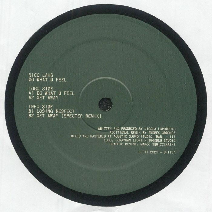 Nico Lahs – Do What U Feel (12", U FIT, 2025) Back Cover