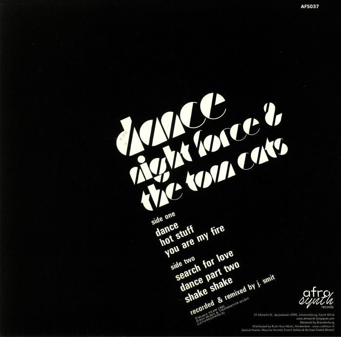 Night Force & The Tom Cats – Dance (LP, Afrosynth Records, 2018) Back Cover