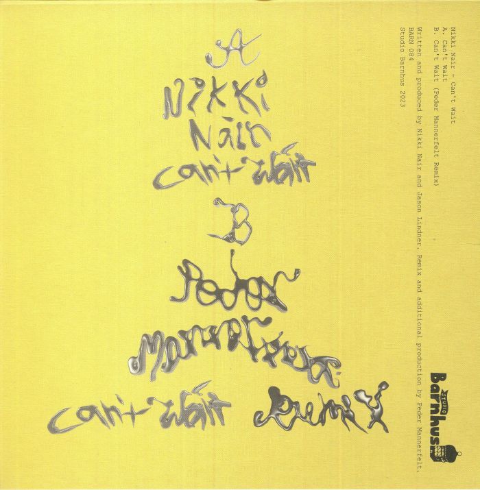 Nikki Nair – Can't Wait (7", Studio Barnhus, 2023) Back Cover
