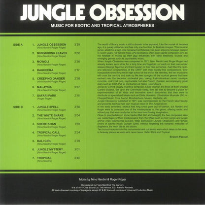 Nino Nardini & Roger Roger – Jungle Obsession (LP, 180g, Farfalla Records, 2021) Back Cover