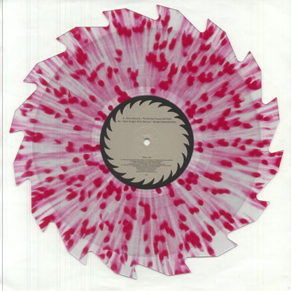 Nitro DeLuxe & Mark Knight – This Brutal House (12", Die Cut Saw Tooth Shaped Clear With Red Splatter, Toolroom Records, 2025) back cover