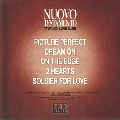 Nuovo Testamento – Trouble (12", Ice Blue Ep, Discoteca Italia, 2025) Back Cover