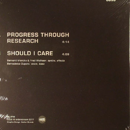 Occidental White – Progress Through Research (7", OnderStroom Records, 2017) Back Cover