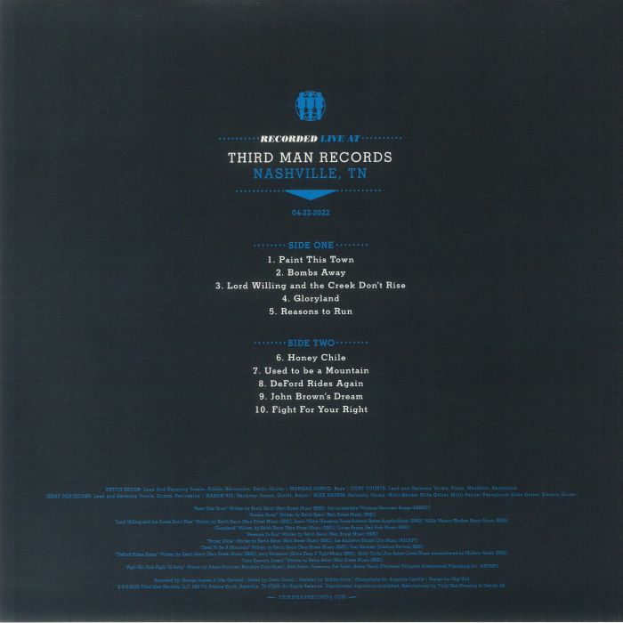 Old Crow Medicine Show – Live At Third Man Records (LP, Third Man Records, 2023) Back Cover