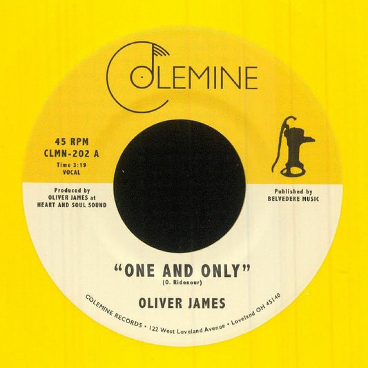 Oliver James – One And Only (7", Yellow, Colemine Records, 2022) Front Cover
