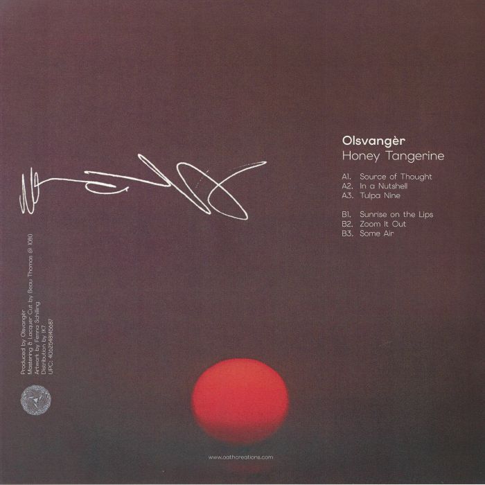 Olsvanger – Honey Tangerine (LP, Oath, 2026) Back Cover