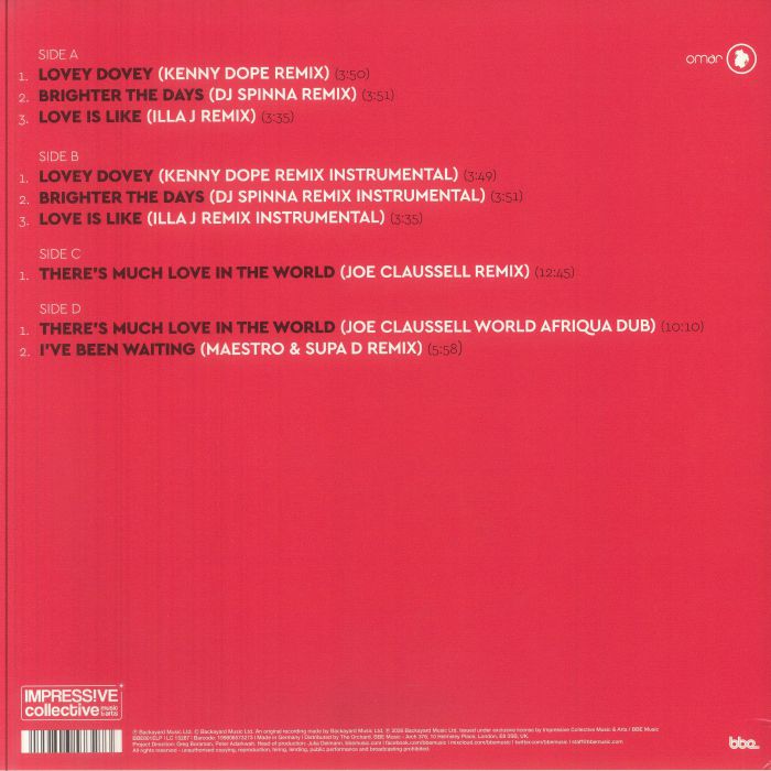 Omar – Brighter The Days - The Remixes (2xLP, BBE, 2026) Back Cover