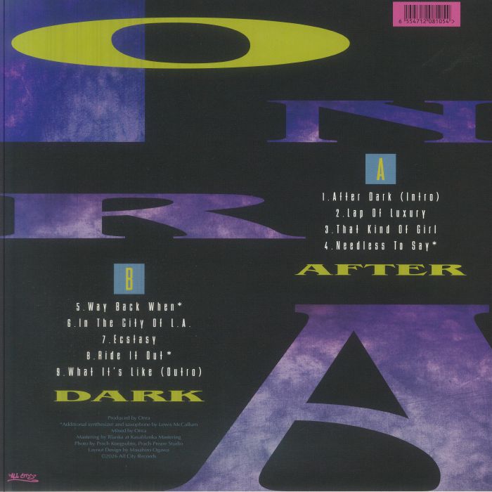 Onra – After Dark (LP, All City Records, 2026) Back Cover