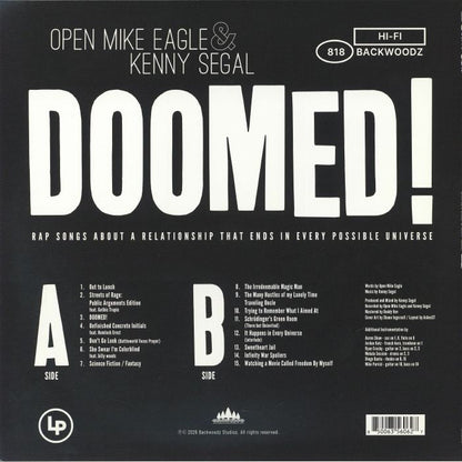 Open Mike Eagle & Kenny Segal – DOOMED! (LP, Backwoodz Studioz, 2026) Back Cover