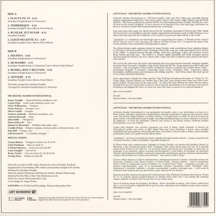 Orchestra Mambo International – !Apuntalo! (LP, Loft Recordings, 2026) Back Cover