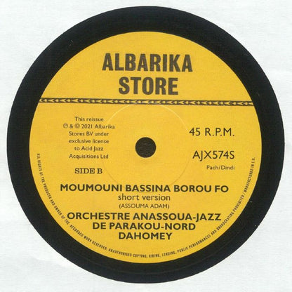 Orchestre Anassoua-Jazz De Parakou-Nord Dahomey – Bakassine Gabou / Moumouni Bassina Borou Fo (7", Acid Jazz, 2021) Back Cover