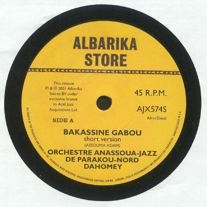Orchestre Anassoua-Jazz De Parakou-Nord Dahomey – Bakassine Gabou / Moumouni Bassina Borou Fo (7", Acid Jazz, 2021) Front Cover