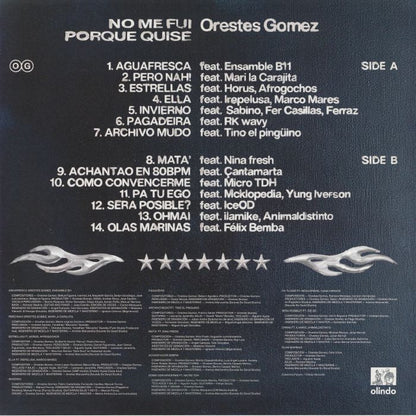 Orestes Gómez – No me fui porque quise (LP, Olindo, 2026) Back Cover