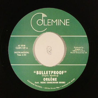 Orgōne – Bulletproof  (7", Colemine Records, 2017) Front Cover