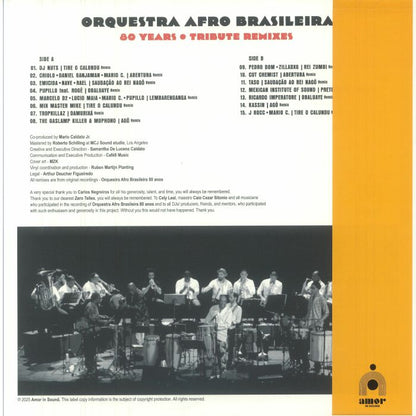 Orquestra Afro Brasileira – 80 Years Tribute Remixes (LP, Amor In Sound, 2025) Back Cover