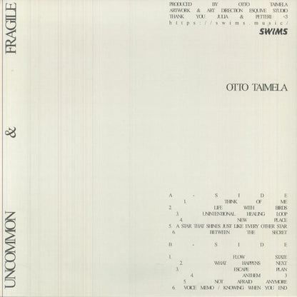 Otto Taimela – Uncommon & Fragile (LP, SWIMS, 2025) Back Cover