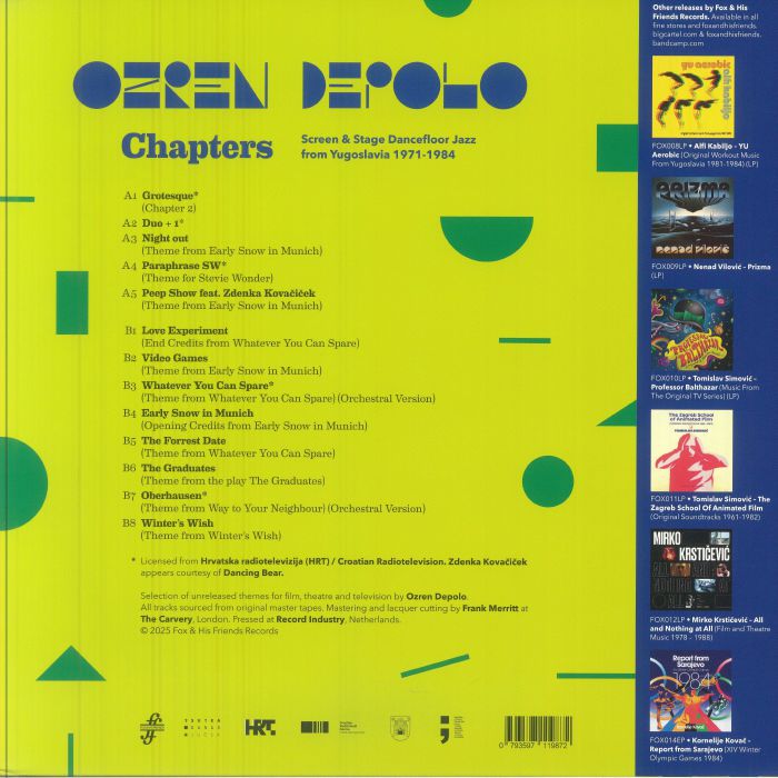 Ozren Depolo – Chapters (Screen & Stage Dancefloor Jazz From Yugoslavia 1971-1984) (LP, 180g, Fox & His Friends, 2025) Back Cover