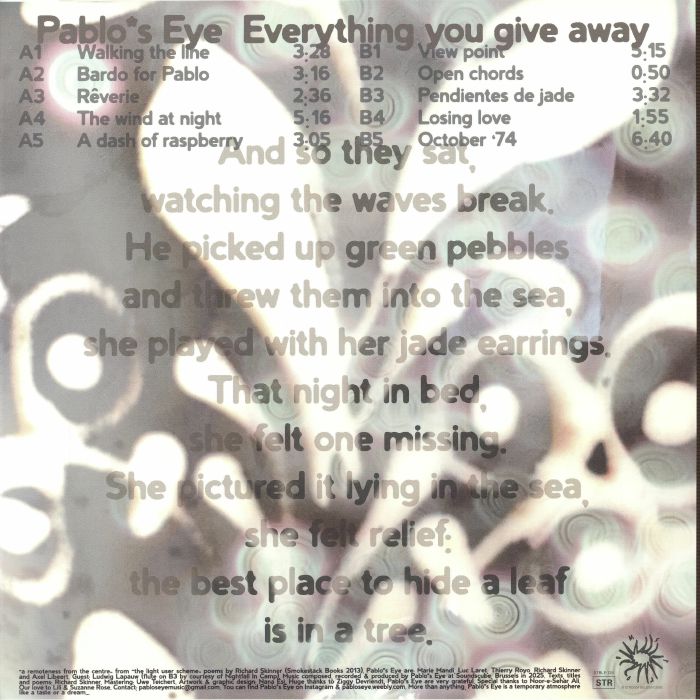 Pablos Eye – Everything You Give Away (LP, limited to 300 copies, Stroom, 2026) Back Cover