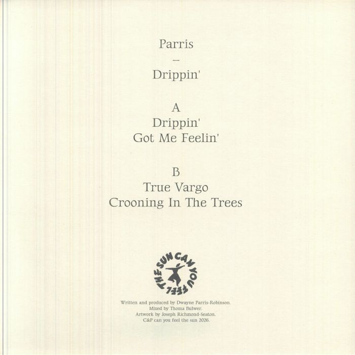 Parris – Drippin' (12", can you feel the sun, 2026) Back Cover