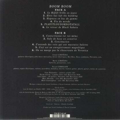 Pascal Comelade , Lionel Limiñana , Marie Limiñana – Boom Boom! (LP, Because Music, 2023) Back Cover