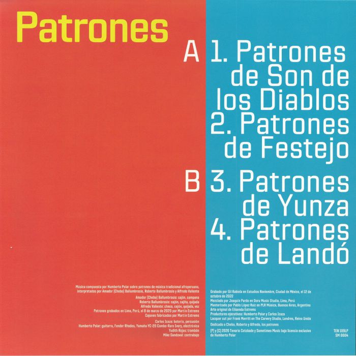 Patrones – Patrones (LP, Tenorio Cotobade, 2026) Back Cover