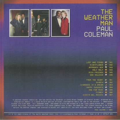 Paul Coleman – The Weather Man (LP, Sky Colored, Athens Of The North, 2025) Back Cover