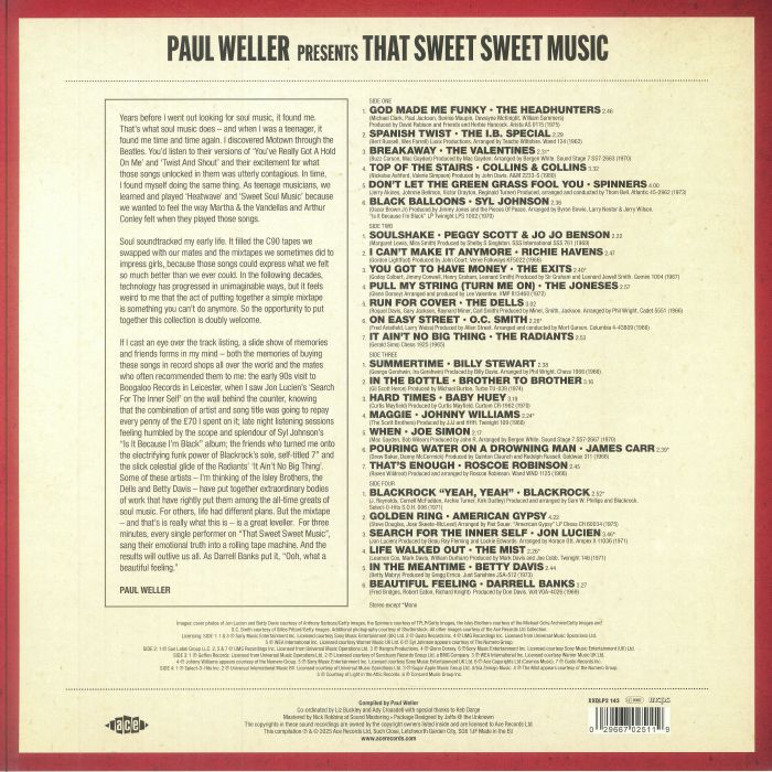 Paul Weller – That Sweet Sweet Music (2xLP, Orange/White Yolk, Ace, 2025) Back Cover